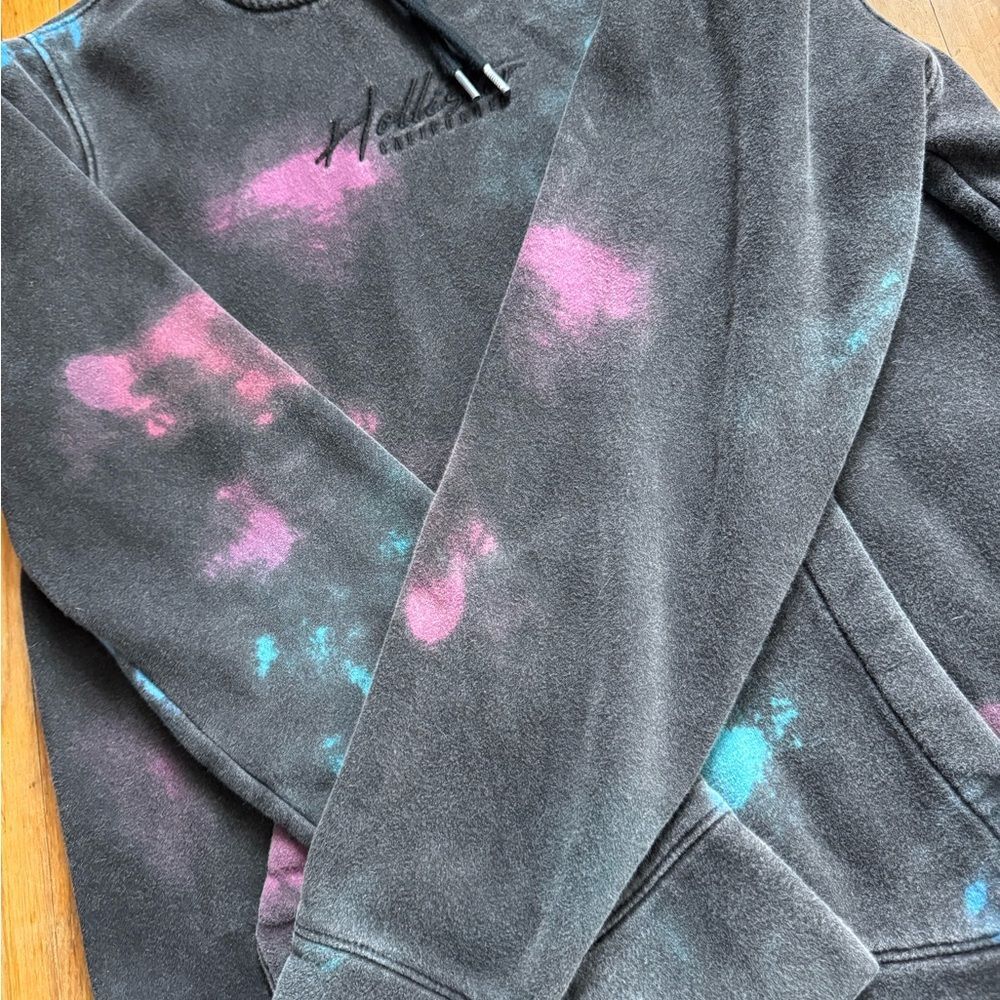 Hollister Must Have Collection Black and Grey Hoodie with Blue and Pink Tie-Dye - Picture 6 of 11